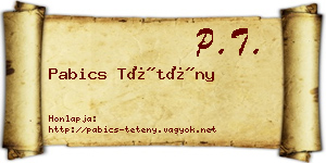 Pabics Tétény névjegykártya